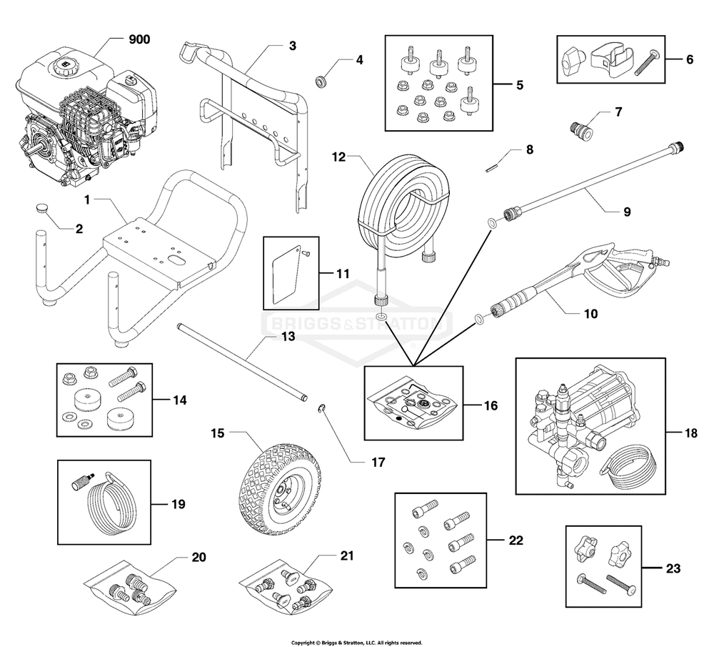 Main Unit (80030420b) Diagram and Parts List for 020740-01  Briggs and Stratton Pressure Washer